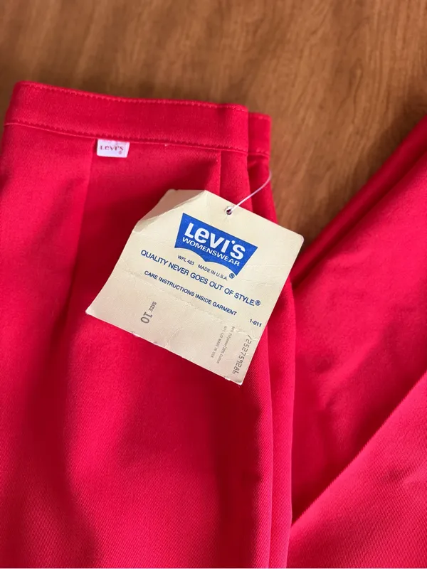 Vintage Levi’s Womenswear Red High Waist Trousers Deadstock 70s Pants - Image 12