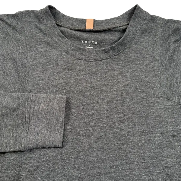 Lunya Restore Base Shirt Womens Small Charcoal Gray Supima Cotton Loungewear Tee - Image 2