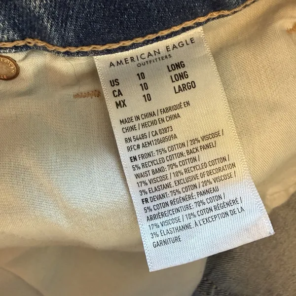 American Eagle 10 Long Distressed Denim Blue Jeans Capsule Skater Hipster - Image 5