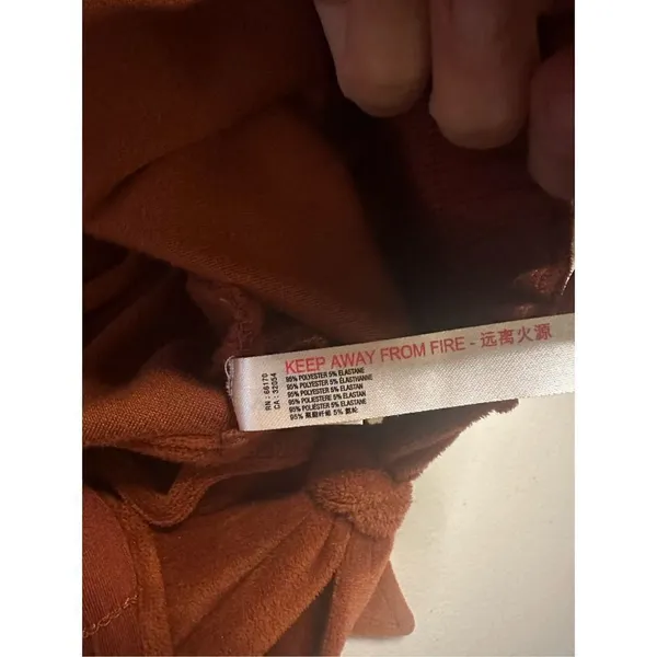 Anthropologie daily practice side tie velvet pullover burnt orange large - Image 6