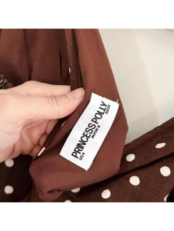 Princess Polly Nellie Polka Dot Minidress in Brown Polka - Image 6