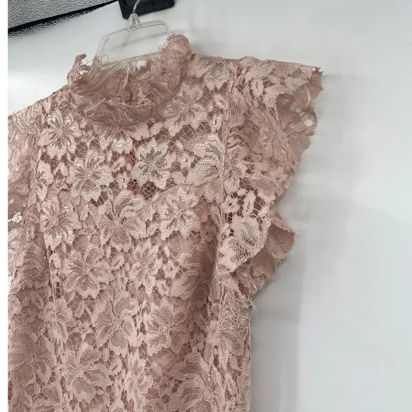 Enfocus Studio Lace Midi Dress Sz 4 Blush Romantic Wedding High Neck Coquette - Image 4
