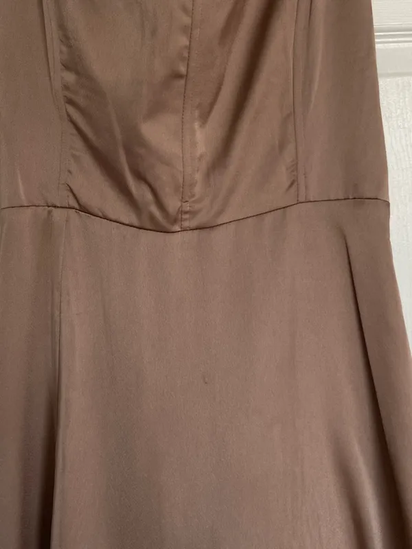 Show Me Your MuMu Taupe Satin Maxi Dress with Ruffle Hem - Image 11