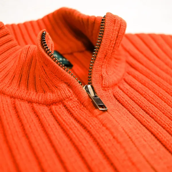 Lauren Ralph Lauren Vest Womens Large Orange Cotton Ribbed Full Zip Mock Neck - Image 3