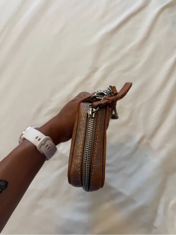 CONSUELA | Gloria Textured iridescent leather Large Brown Wristlet Wallet - Image 7