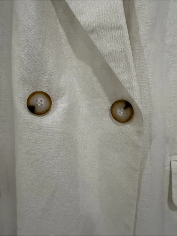New! H by Halston White Linen Blend Double-Breasted Blazer - Size XL - Image 3