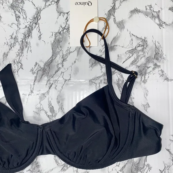 NWT Quince Black Italian Demi Bikini Swim Bathing Suit Top Women's Size Medium - Image 4