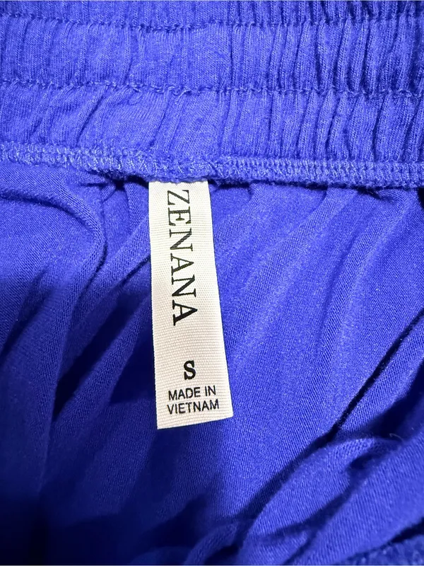 Zenana Blue Tiered Maxi Skirt Small Drawstring Boho Peasant - Image 3