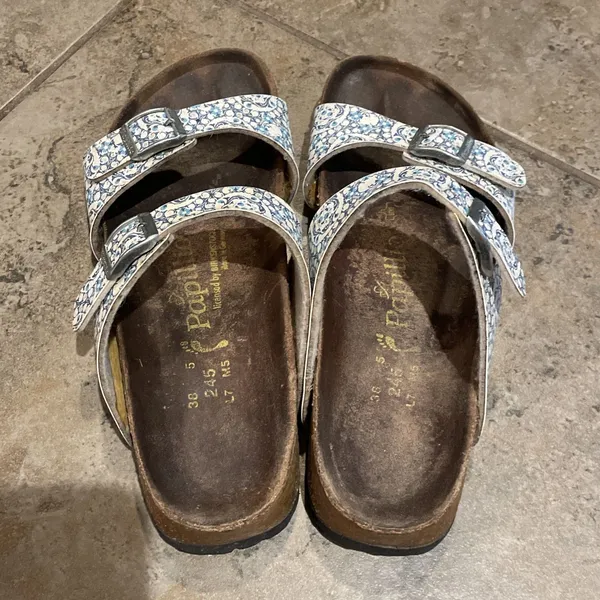 Papillio Birkenstock Sydney Blue Floral Sandals Womens EU 38 US 7 Germany - Image 7