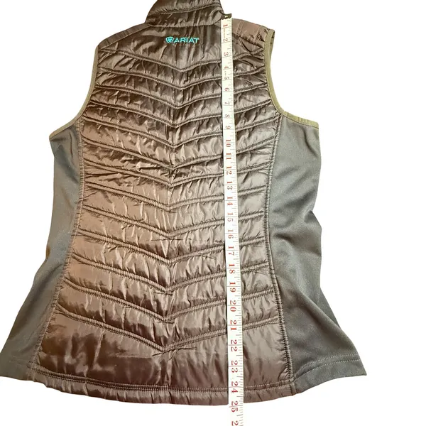 Ariat Womens Brown Quilted‎ Western Equestrian Puffer Vest Size Medium Full Zip - Image 3