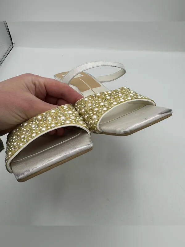 Dolce Vita Nasia Rhinestone Block‎ Heel Sandals White Size 8 bridal rehearsal - Image 2