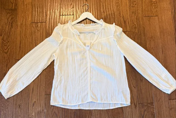 Gap NWT gauze ruffled long sleeve blouse small - Image 7
