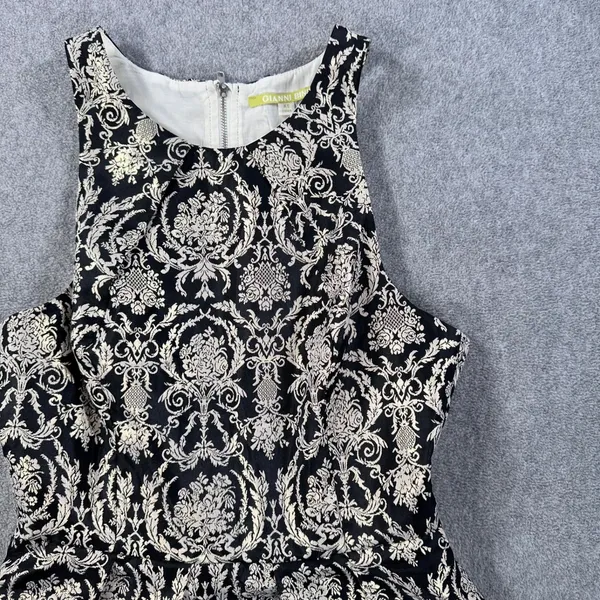 Gianni Bini Gold Metallic Racerback Sleeveless Dress Size XSmall Flare High Neck - Image 2