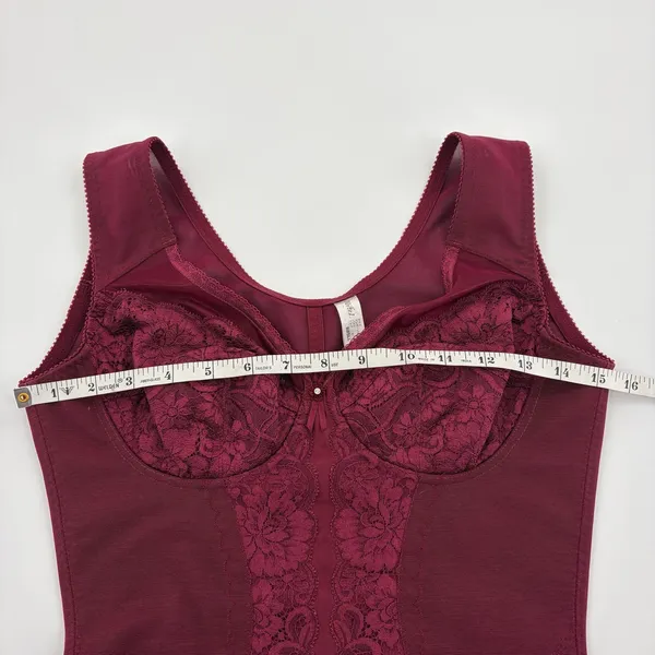 Wine Red Lace Shapewear Bodysuit Size L - Image 8