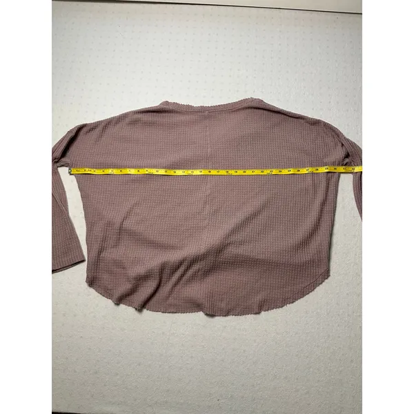 Out From Under Waffle Knit Tie Front Button Top Mauve Pink M Oversized - Image 5