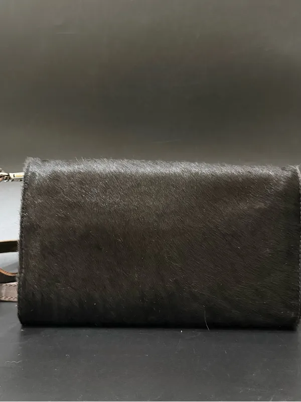 FREEBIRD By Steven Lola Black Calf Hair Leather Wallet Clutch Crossbody Bag - Image 3