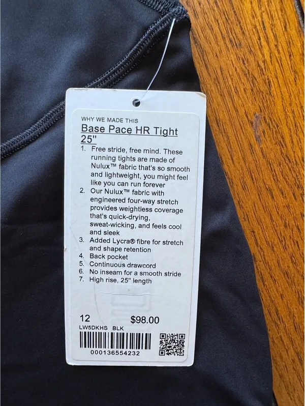 Lululemon Base Pace High Rise Tight 25” Black Size 12 NWT - Image 5
