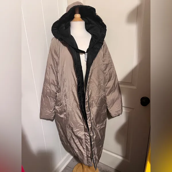 Dex $195‎ Reversible Puffer Coat Jacket Winter Fall Black Brown Taupe - Image 9