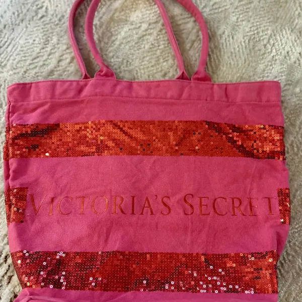 Victoria’s Secret Hot Pink W/Red Sequins Tote Bag Large - Image 6