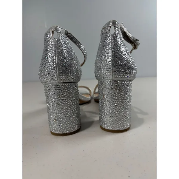 Kelly & Katie Silver Caital Sandal 9M 3 inch Rhinestone‎ Ankle Strap HoCo Prom - Image 5