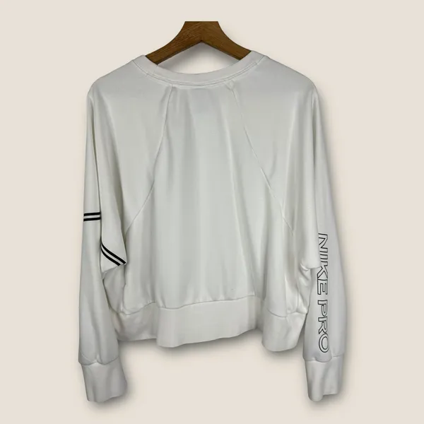 Nike Pro Womens size XL Dri-FIT Get Fit Crew Sweatshirt Cropped dd1955 White - Image 2