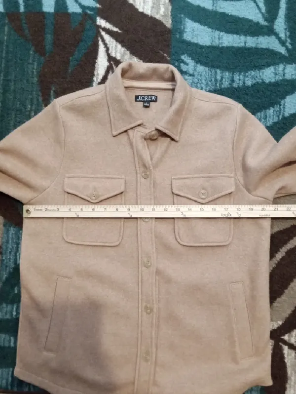 J.Crew Camel Button-Up Shirt Jacket Wool Blend Layering Neutral Quiet Luxury S - Image 7