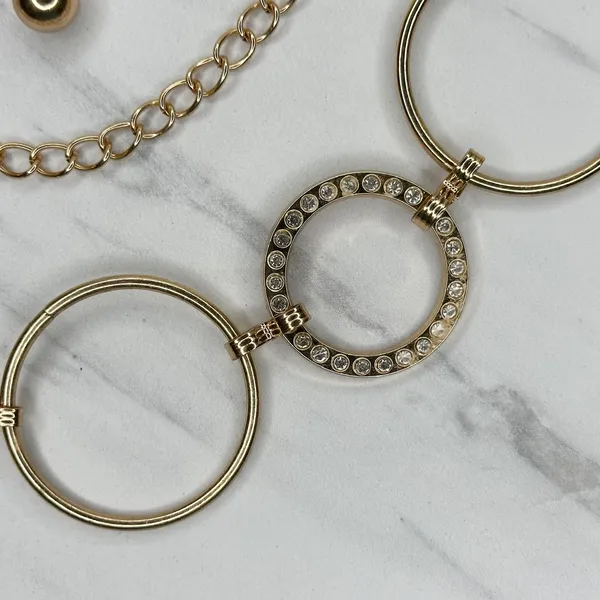 Rhinestone Gold Tone Circle Chain Link Belt OS ✨ - Image 5
