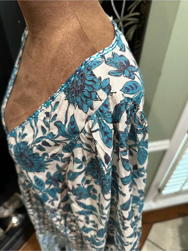 Zara Blue Patchwork Print Maxi Dress – Size Small - Image 7