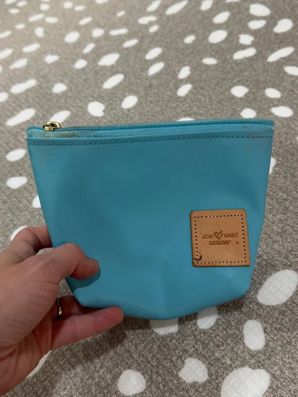 Jon Hart Chico mini bag E stamped monogram initial Ocean Blue zipper pouch - Image 2