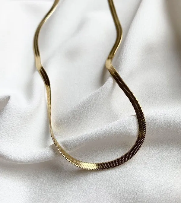 Gold Plated Herringbone Necklace - Image 2