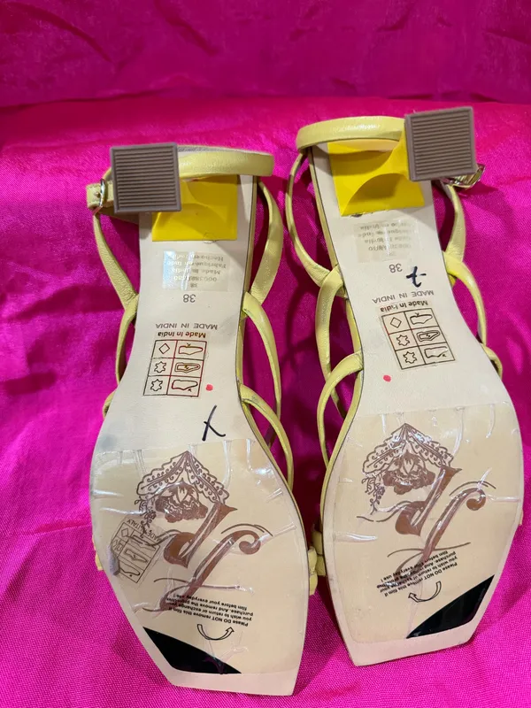 Free People Faye yellow strappy heels sandals 7.5 US 38 NWT - Image 3