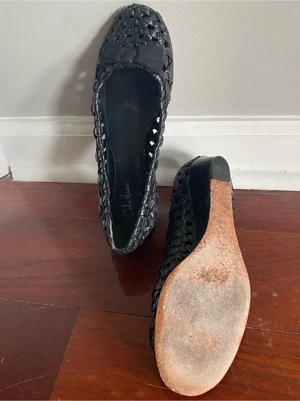 Cole Haan Women's Black Woven Ballet Flats Sz 6 - Image 5