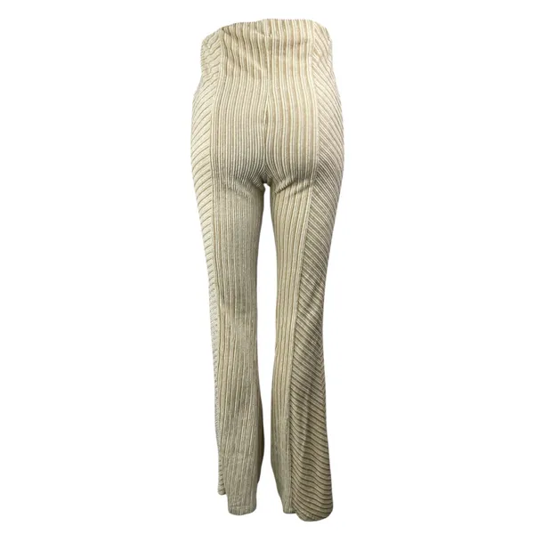 Free People Women's Beige Textured Velvet Slim High Rise Flare Trousers Pants S - Image 2