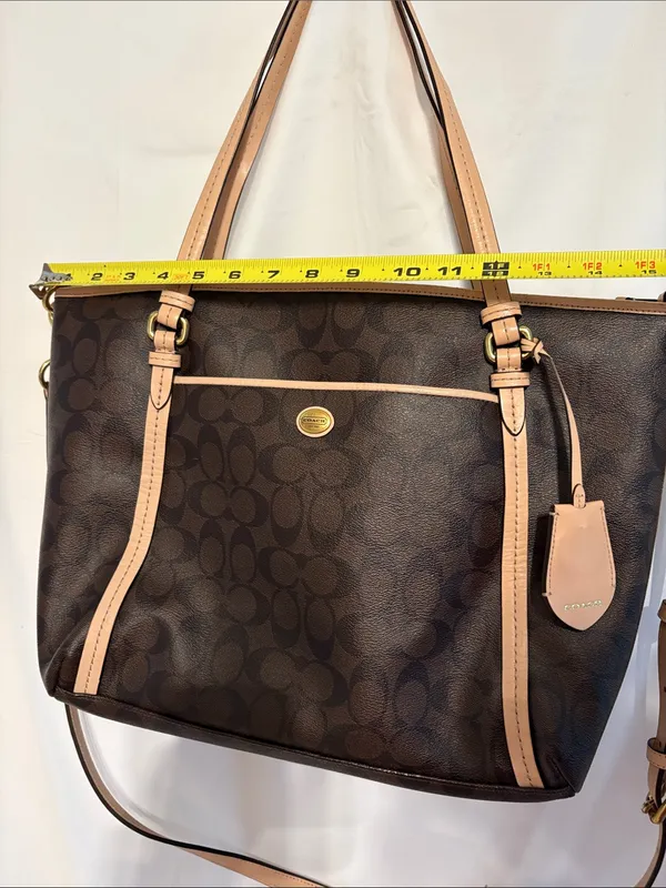 Coach Peyton Signature Crossbody Shoulder Bag Brown with Light Tan Trim F26186 - Image 11