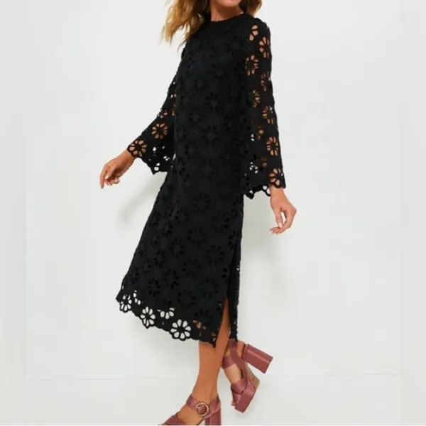 NWT Tuckernuck Hutton Midi Dress Noir Eyelet Lace Black Cocktail Dress S - Image 9