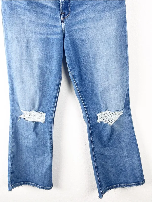 GOOD AMERICAN High Rise Distressed Good Leg Fray Hem Denim Jeans Size 31 - Image 11