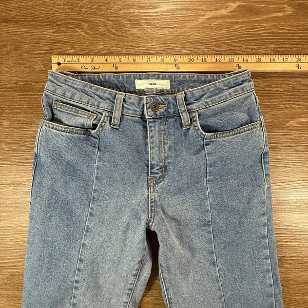Vans Jeans Women 27 High Rise Crop Straight Raw Hem Light Wash Denim Streetwear - Image 7