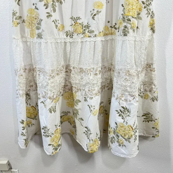 Vintage. Aman Boho Floral Lace‎ Tiered Dress 1X Cotton Sleeveless Cottagecore - Image 8