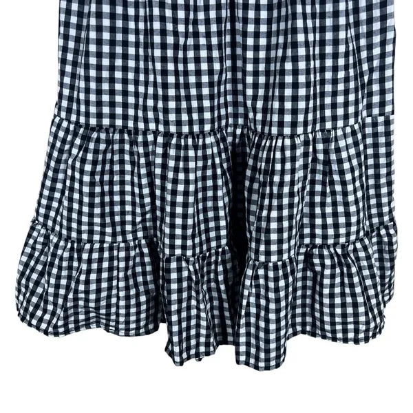 Speed Limit Gingham Checked Tiered Mini Dress Black Cottagecore Smocked Size S - Image 4