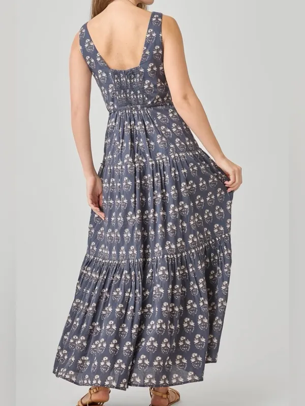 Pink Chicken New York Marilyn Dress 100% cotton block print maxi size S - Image 4