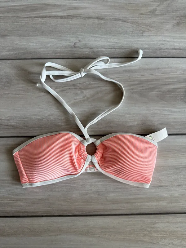 Aerie Ribbed Bandeau Bikini Top Orange XS NWT IN PACKAGE - Image 7