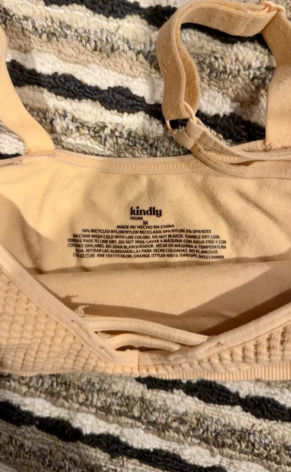 Kindly Pours tan & cream waffle knit sports bra - Image 2