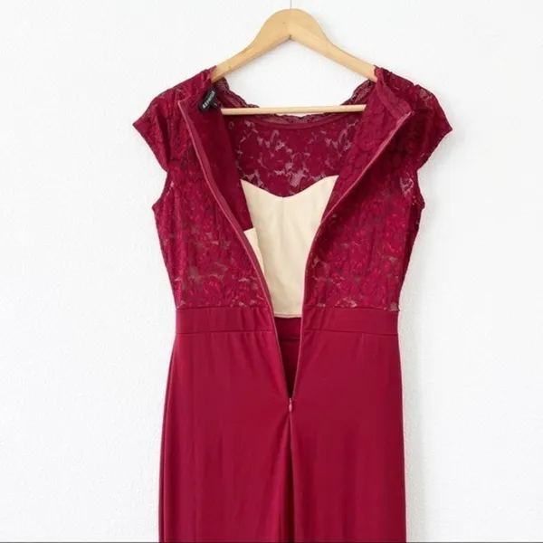 REPHYLLIS Maroon Retro Floral Lace Vintage Wedding Maxi Formal Long Dress - Image 10