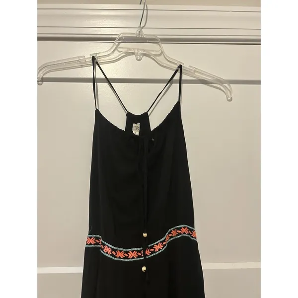Umgee Black Halter Maxi Dress Women's Size Medium Sleeveless Boho Resort Vacay - Image 2
