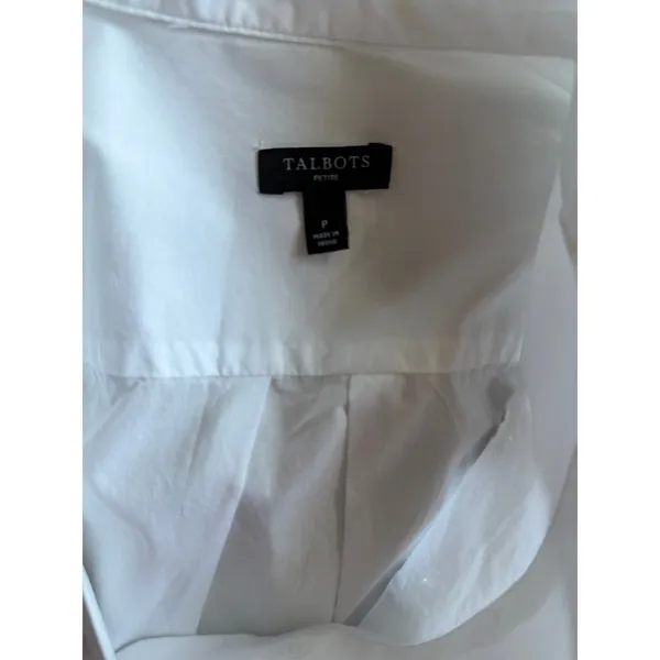 Talbots Petite White Cotton Popover Shirt Rhinestone Embellished Western Country - Image 7