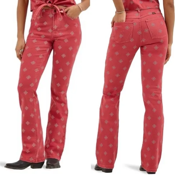 NEW Wrangler High Rise Bootcut Bandana Jean Red Diamond Western Cowgirl Festival - Image 8