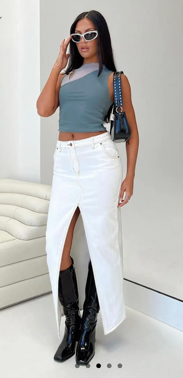 Princess Polly White Denim Maxi Skirt - Image 3