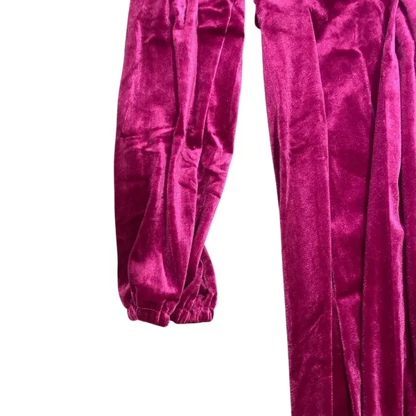 XPlusWear V-Neck Long Sleeve Velvet Maxi Dress in Magenta, Size XL​ - Image 4