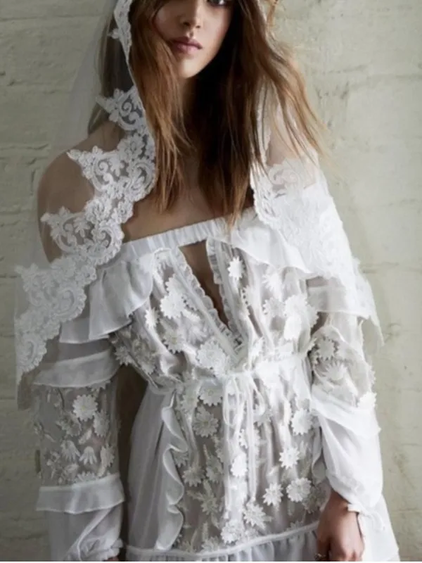 For Love & Lemons Bridal Carolina Daisy Off The Shoulder Mini Dress size Medium - Image 6