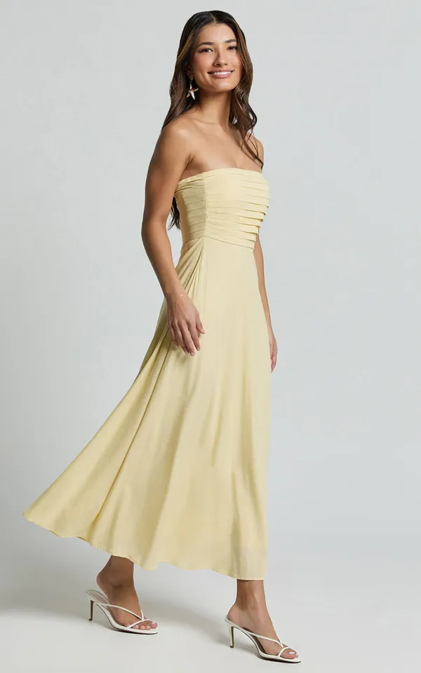 New Showpo Barbra Midi Dress Strapless Ruched Bodice Dress Size Small MSRP $79 - Image 5